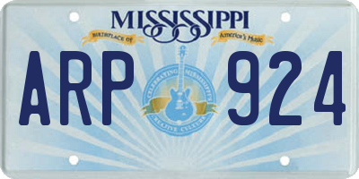 MS license plate ARP924