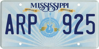 MS license plate ARP925