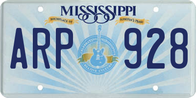 MS license plate ARP928