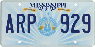 MS license plate ARP929