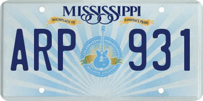 MS license plate ARP931