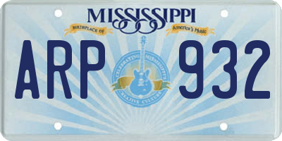 MS license plate ARP932