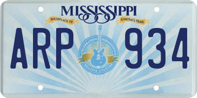 MS license plate ARP934