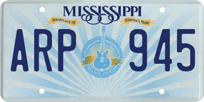 MS license plate ARP945