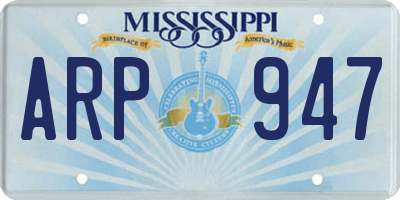 MS license plate ARP947