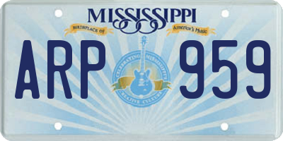 MS license plate ARP959