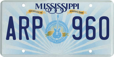 MS license plate ARP960