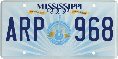 MS license plate ARP968
