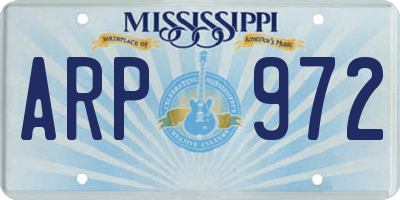 MS license plate ARP972