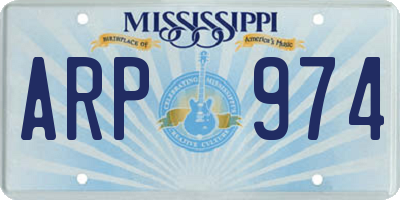 MS license plate ARP974
