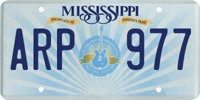 MS license plate ARP977