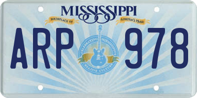 MS license plate ARP978