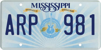 MS license plate ARP981