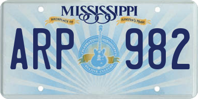 MS license plate ARP982