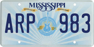 MS license plate ARP983