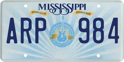 MS license plate ARP984