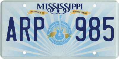 MS license plate ARP985