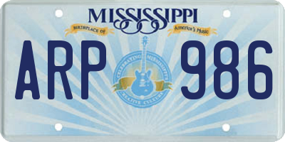 MS license plate ARP986