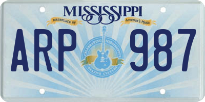 MS license plate ARP987