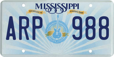 MS license plate ARP988