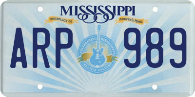 MS license plate ARP989