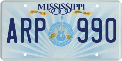 MS license plate ARP990