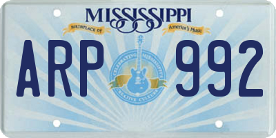 MS license plate ARP992