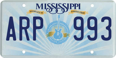 MS license plate ARP993