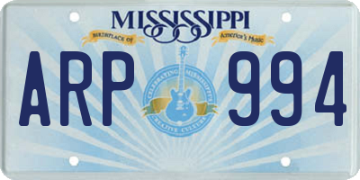 MS license plate ARP994