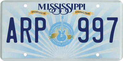 MS license plate ARP997