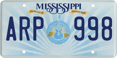 MS license plate ARP998