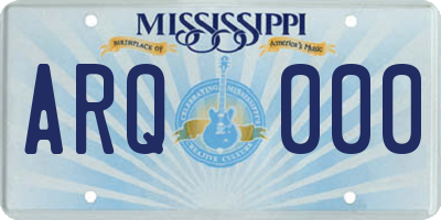 MS license plate ARQ000