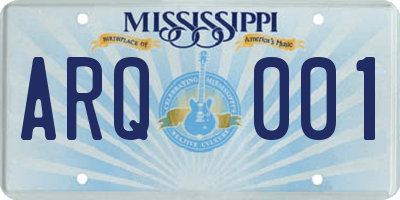 MS license plate ARQ001