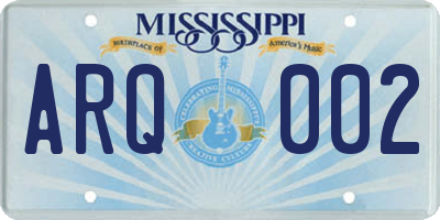 MS license plate ARQ002
