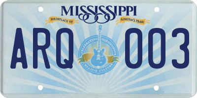 MS license plate ARQ003