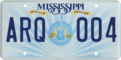 MS license plate ARQ004