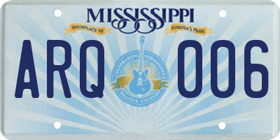 MS license plate ARQ006