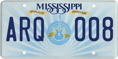 MS license plate ARQ008