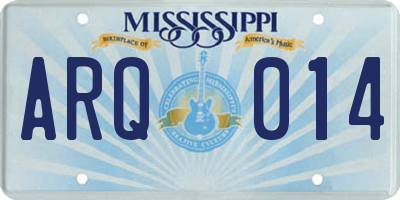 MS license plate ARQ014
