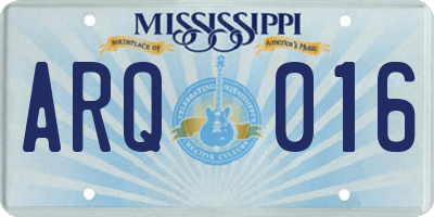 MS license plate ARQ016
