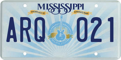 MS license plate ARQ021