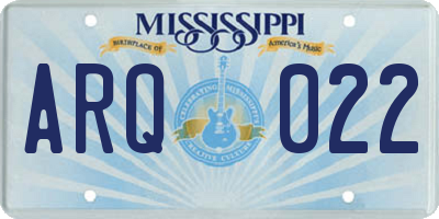 MS license plate ARQ022