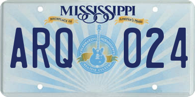 MS license plate ARQ024