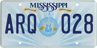 MS license plate ARQ028