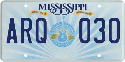 MS license plate ARQ030