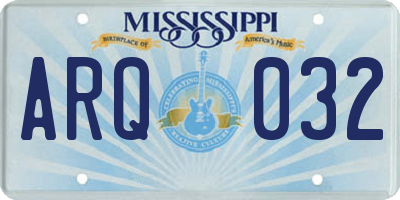 MS license plate ARQ032