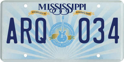 MS license plate ARQ034