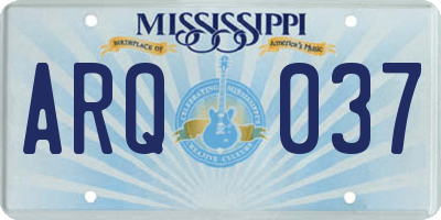 MS license plate ARQ037