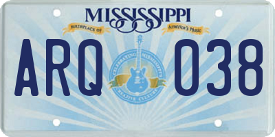 MS license plate ARQ038