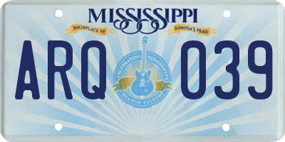 MS license plate ARQ039